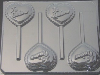 914 Te Quiero Hearts Chocolate or Hard Candy Lollipop Mold